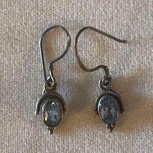 Sterling silver and blue topaz drop earrings